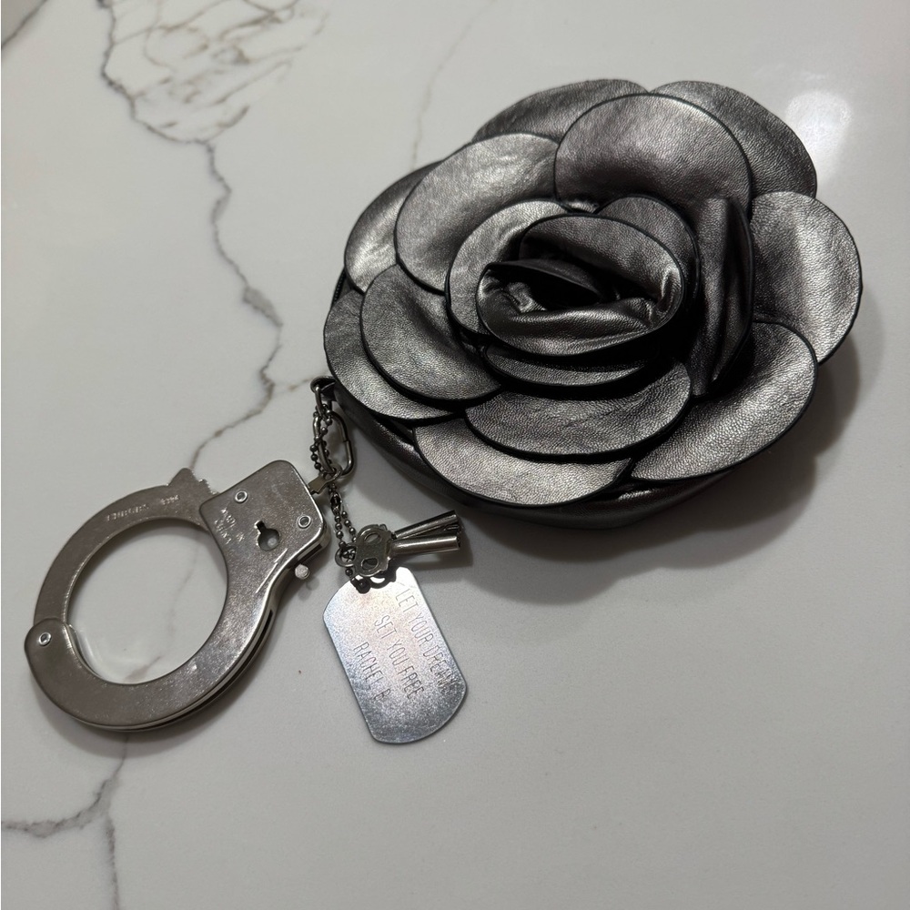 Silver Flower Wristlet with Handcuff Handle